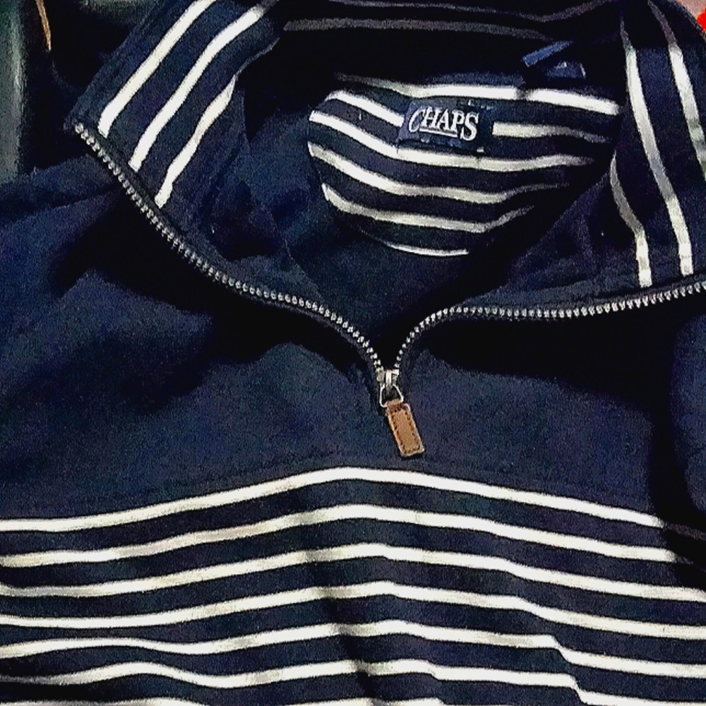 Chaps striped white and blue sweater men's large beautiful blue and white stripe